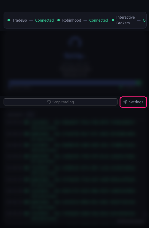 The Broker Agent dashboard with the Settings button highlighted